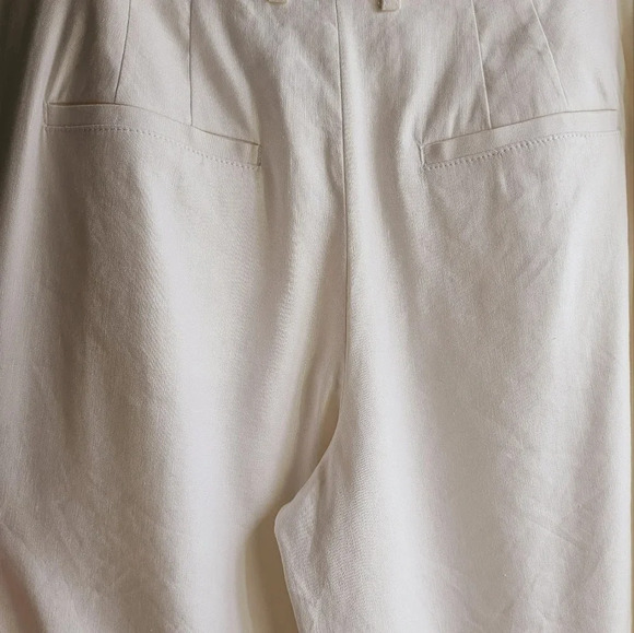 🥝HOST PICK🥝 Club Monaco Off White Wide Leg Trousers Pants Linen Blend Size  M - Picture 9 of 14